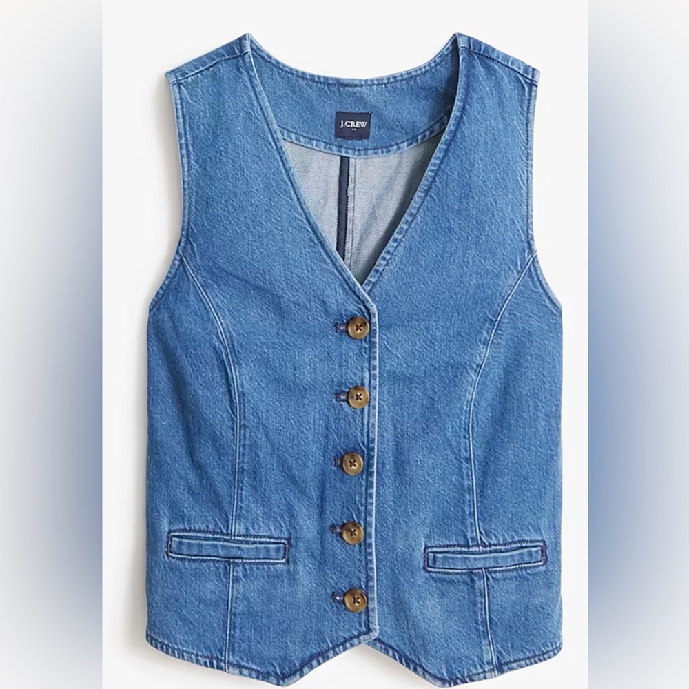 J. Crew Classic Blue Denim Vest NWOT